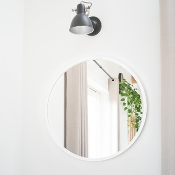 ELEGANCKIE LUSTRO OKRĄGŁE DUŻE, BIAŁA RAMA 70 cm