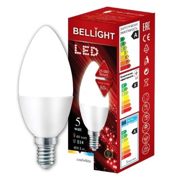 Żarówka LED C35 230v 5w 6500k e14 świeczka