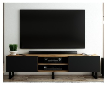 ШКАФ ДЛЯ ТЕЛЕВИЗОРА LOFT 180 ДУБ ВОТАН/МАТОВЫЙ ЧЕРНЫЙ ПРОМЫШЛЕННЫЙ, СОВРЕМЕННЫЙ СТИЛЬ
