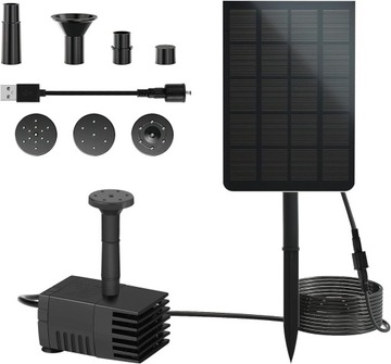 Fontanna pompa do oczka wodnego stawu solarna z baterią LED 250 l/h 0.75 m