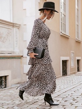 MAXI SUKIENKA LEOPARD PRINT STYL BOHO SEXY CLASSIC