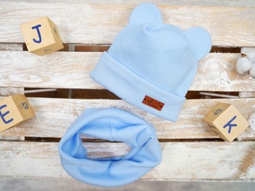 Синий BEAR SET шапка + утеплитель для шеи 48-50 HELLO