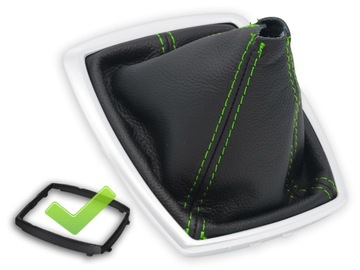 FORD C-MAX 2007-2010 MIESZEK ZMIANY BIEGÓW SKÓRA ZIELONE NICI + RAMKA