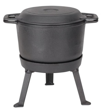 Kociołek żeliwny emaliowany 3w1 stojak+ patelnia 10 L