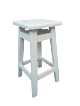 Hoker kuchenny sosnowy biały, BAROWY taboret 60 cm drewno do kuchni blatu