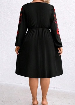 SHEIN SUKIENKA CZARNA PLUS SIZE W KWIATY 48 ŁOA