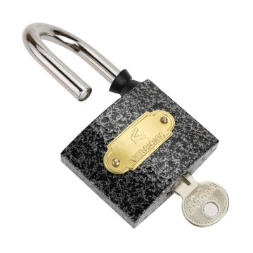 Замок навесной с чугунной дужкой, самоблокирующийся, ключ 48 мм, 3 ключа.