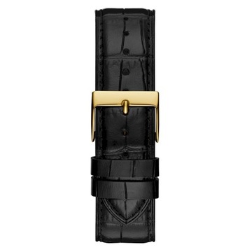 Złoty zegarek męski Guess z czarnym paskiem