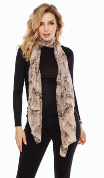 ШАРФ ЖЕНСКИЙ, бежевый, узор в виде звериной змеи