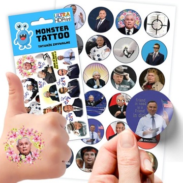 ZESTAW NAKLEJKI + TATUAŻE ŚMIESZNE ANDRZEJ DUDA FRIEND IN DICK JAKOŚĆ