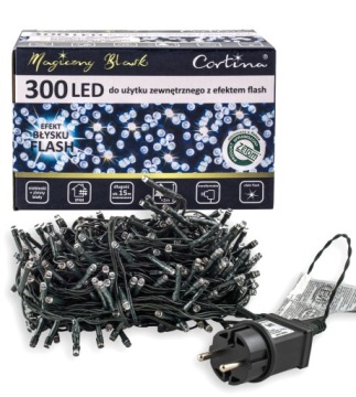 Рождественская елочная гирлянда 300 светодиодов 15 м ВСПЫШКА ХОЛОДНЫЙ БЕЛЫЙ