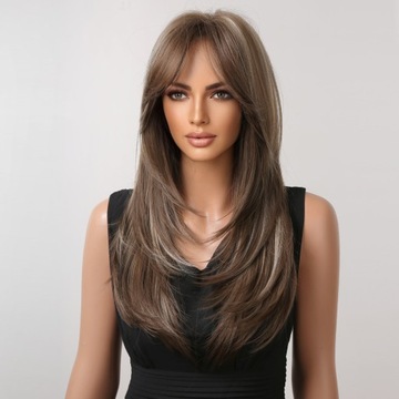 Коричневый длинный парик с натуральным эффектом