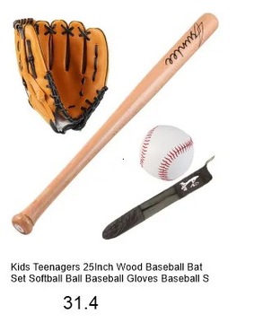 64cm Baseball Bat Kit Kids Teenager Softball Ball Baseball Gloves Baseball