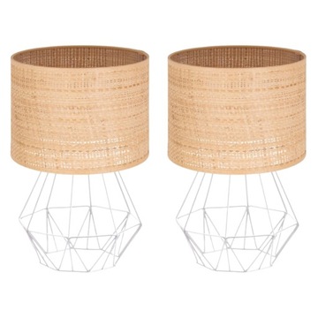 LAMPKI NOCNE STOŁOWA BIURKOWA RATAN BOHO 2 SZTUKI