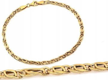Bransoletka złota 585 męska łańcuszkowa splot tygrysie oko r19 na prezent