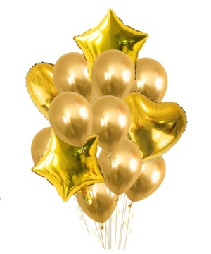 Zestaw balony ZŁOTE gwiazda serce balon Urodziny