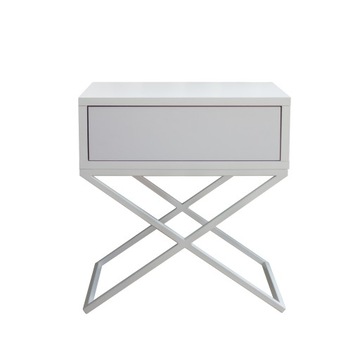Stolik nocny X szuflada click-on biała Loft metal