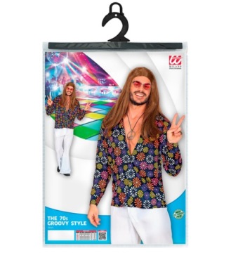 РУБАШКА 1970-Х С ЦВЕТАМИ, ХИППИНЕ, XXL