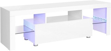 Szafka pod telewizor LED nowoczesna biała 140x35x4