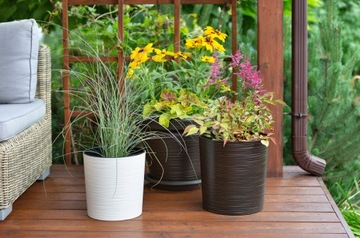 Цветочный горшок MALWA LUTO, диаметр 25см цвет ГРАФИТ + вставка