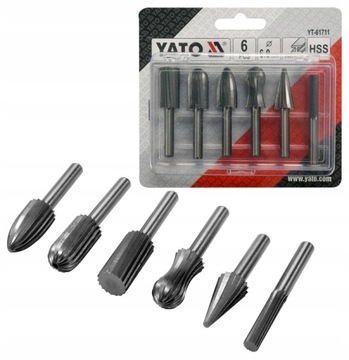 YATO FREZY TRZPIENIOWE DO METALU PILNIKI ZESTAW 6szt. FI 6mm HSS