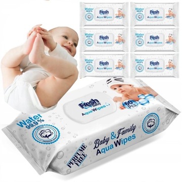 6 x Chusteczki Aqua Fresh Baby 60szt 99% wody
