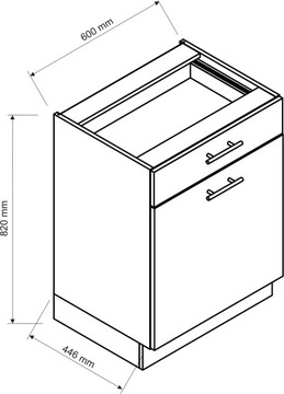 Шкаф кухонный нижний однодверный с ящиком, дуб ремесленный, 60 см ANIKA LOFT