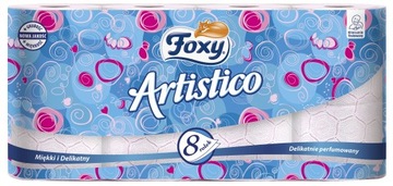 PAPIER TOALETOWY FOXY ARTISTICO RÓŻOWY wytłaczany dekorowany - 8 rolek