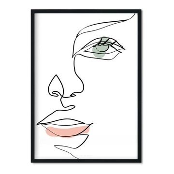 Plakat 50x70 Kobieta Twarz Linia Duży Dziewczyna