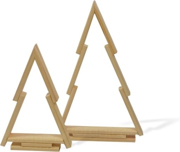 Деревянные елочные игрушки из сосны, 2 штуки, натуральные