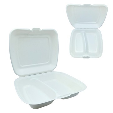 POJEMNIK OBIADOWY MENU BOX DWUDZIELNY Z TRZCINY PULPY 50SZT.