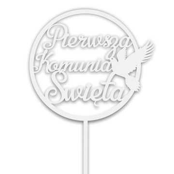 Topper Komunia Przyjęcie toper dekoracja na tort biała TKB-21