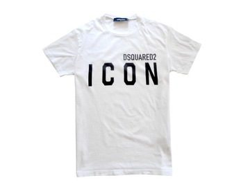DSQUARED2 ICON biały bawełniany logowany t-shirt M