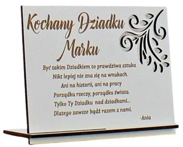 Dzień Dziadka Stojak Kartka Grawer Personalizacja Zawieszka Gratis