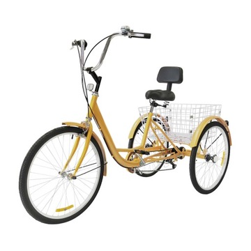 24-calowy rower trójkołowy, żółty, bez świateł