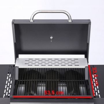 MOCNY GRILL GAZOWY OGRODOWY 8,4KW RUSZT KOPUŁA Z TERMOMETREM PÓŁKI REDUKTOR