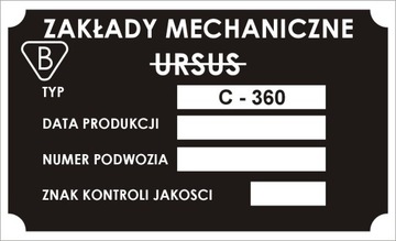 Tabliczka znamionowa URSUS C360 na silnik wzór 2