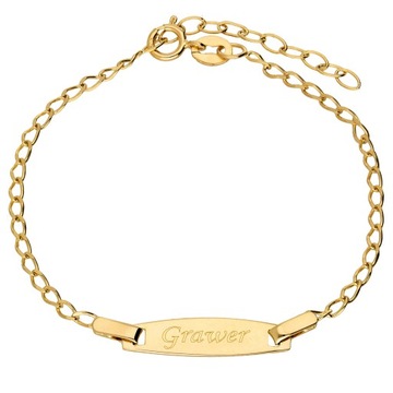 Браслет из золота 585 пробы с гравировкой для ребенка Причастие Крещение Гравировка