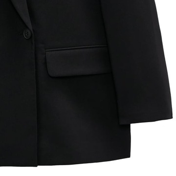 ЧЕРНЫЙ Двубортный пиджак оверсайз Zara LUX XS