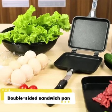 1 шт. сэндвичница с антипригарным покрытием, двусторонняя сковорода для сэндвичей на гриле