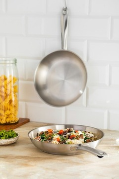 Стальная сковорода GHIDINI 24 см, итальянская нержавеющая сталь 18/10, до 300°C