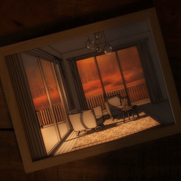 Маленькая деревянная рамка с подсветкой 17x22см