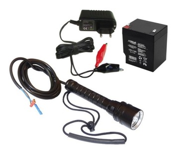 LAMPA UV LED BURSZTYN wodooporna IP68 zasilanie + akumulator + ładowarka