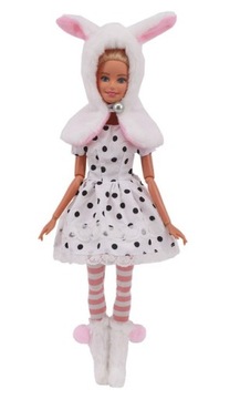 UBRANIE UROCZE PUCHATE UBRANKO KRÓLICZEK ZAJĄCZEK DLA LALKI TYPU BARBIE