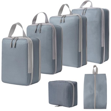 6x Portable Packing Cubes Expandable Packing Organizers for Business gray