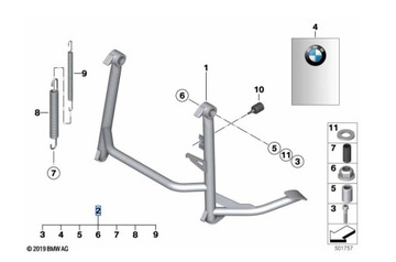 Komplet elementów dodatkowych stopki centralnej BMW F800S/ST/GT/R