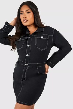 BOOHOO SUKIENKA PLUS SIZE CZARNA MINI 48 EGD