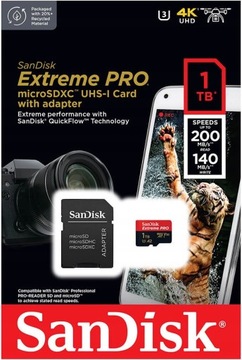 SanDisk microSDXC Extreme Pro 1TB 200/140 MB/s A2 V30 UHS-I U3 (SDSQXCD-1T0