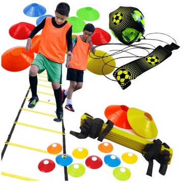 SET PIŁKARSKI DRABINKA PACHOŁKI TRENAŻER PODAŃ dla Piłkarza Sportowca PIŁKI