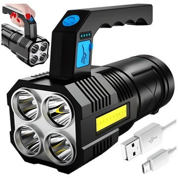 LATARKA Taktyczna Wojskowa z Akumulatorem WIELOFUNKCYJNA LAMPA USB